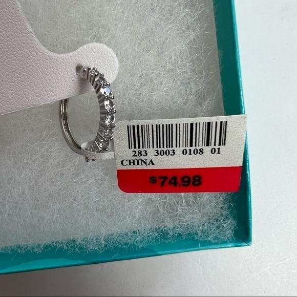 NWT GIFT-O-LOGY Womens Hoop Earrings  Lab Created White Sapphire Sterling - Picture 3 of 6